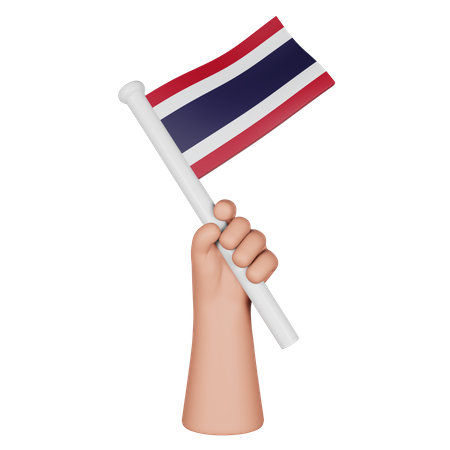 Mano sosteniendo la bandera de tailandia  3D Icon