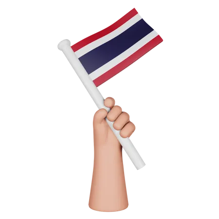 Mano sosteniendo la bandera de tailandia  3D Icon