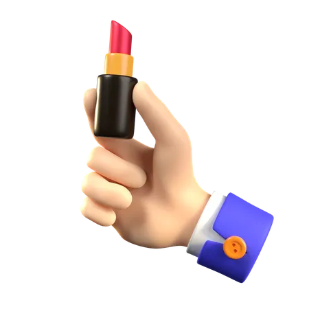 Mano sosteniendo lápiz labial  3D Icon