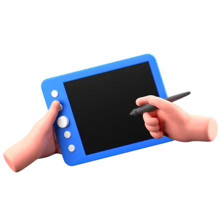 Tableta de mano que sostiene la pluma  3D Icon