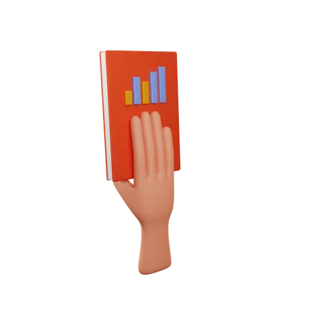 Mano sosteniendo libro financiero  3D Icon