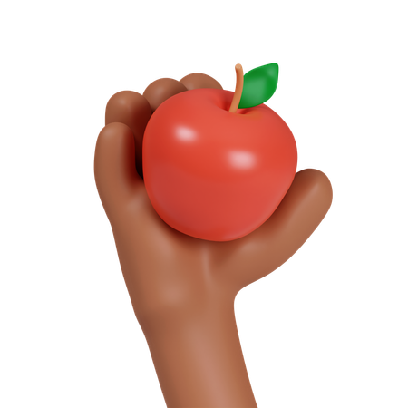 Mano sosteniendo manzana roja  3D Icon