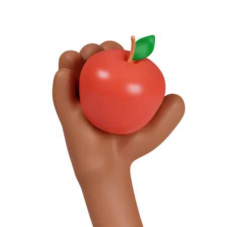 Mano sosteniendo manzana roja  3D Icon