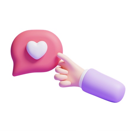 Mano sosteniendo mensaje de amor  3D Icon