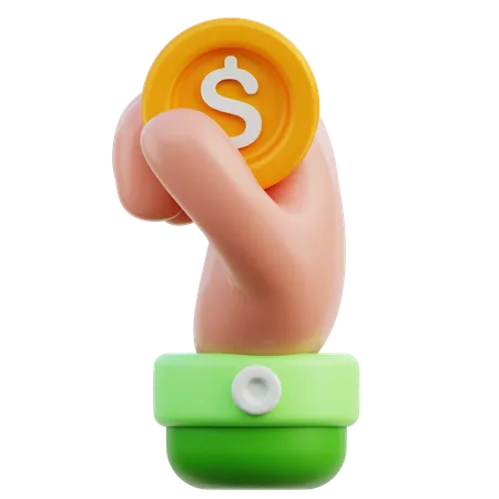 Mano sosteniendo moneda  3D Icon