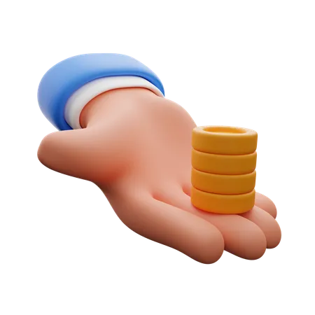 Mano sosteniendo monedas  3D Icon