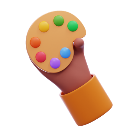 Mano sosteniendo paleta de pintura  3D Icon