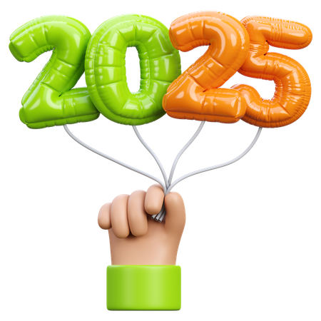 Mano sosteniendo un globo 2025  3D Icon