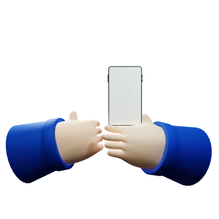 Mano sosteniendo un teléfono inteligente con pantalla en blanco  3D Illustration
