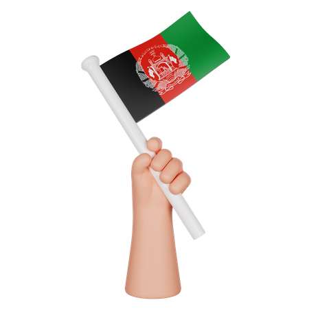 Mano sosteniendo una bandera de afganistán  3D Icon