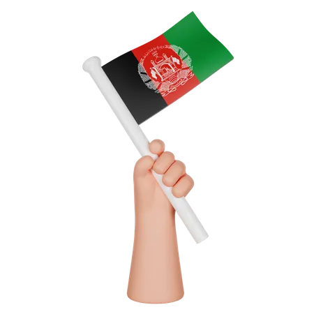 Mano sosteniendo una bandera de afganistán  3D Icon