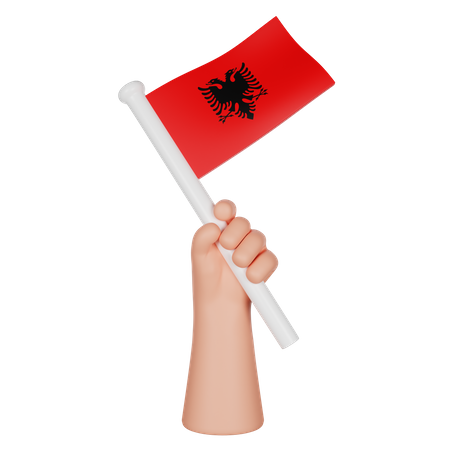 Mano sosteniendo una bandera de albania  3D Icon