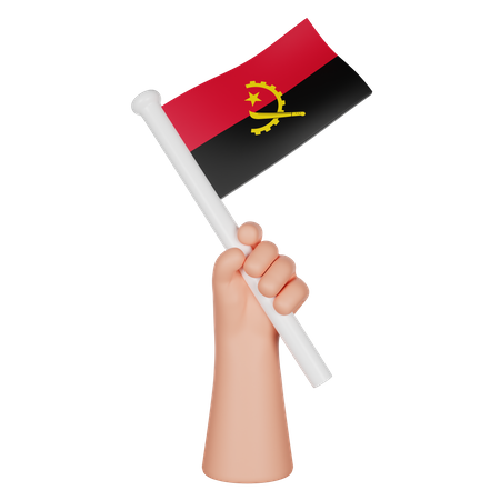 Mano sosteniendo una bandera de angola  3D Icon