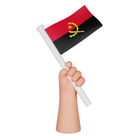 Mano sosteniendo una bandera de angola  3D Icon