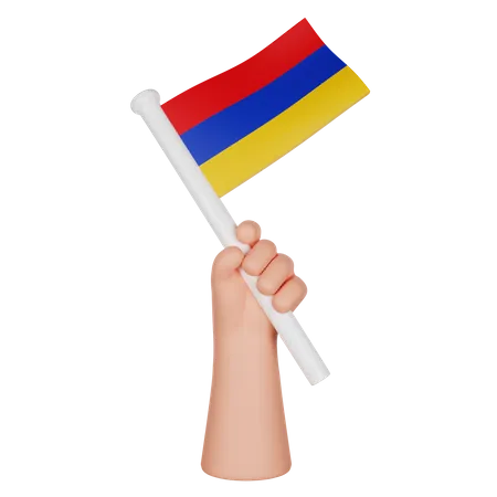 Mano sosteniendo una bandera de armenia  3D Icon