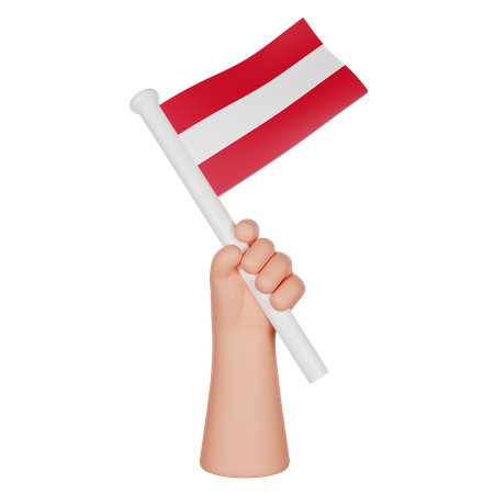 Mano sosteniendo una bandera de austria  3D Icon