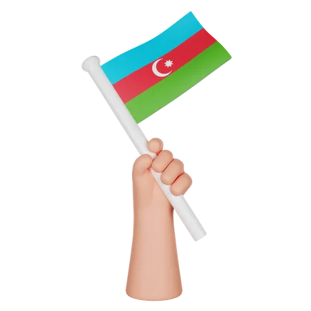 Mano sosteniendo una bandera de azerbaiyán  3D Icon