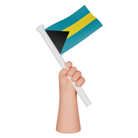 Mano sosteniendo una bandera de bahamas  3D Icon