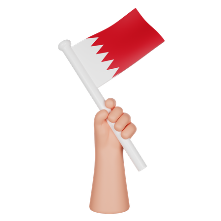 Mano sosteniendo una bandera de bahrein  3D Icon
