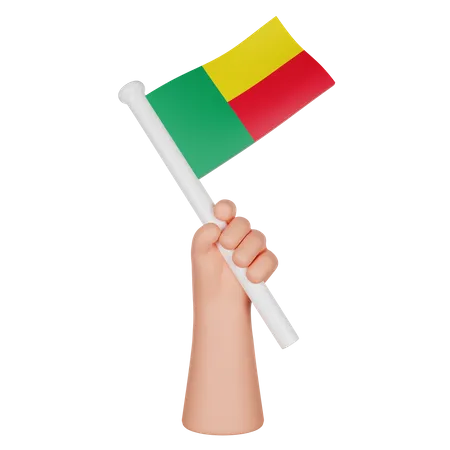 Mano sosteniendo una bandera de benin  3D Icon