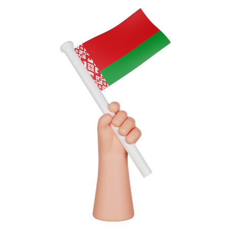 Mano sosteniendo una bandera de bielorrusia  3D Icon