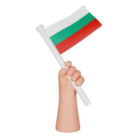 Mano sosteniendo una bandera de bulgaria  3D Icon