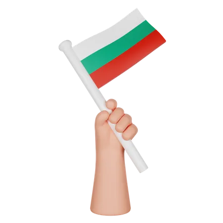 Mano sosteniendo una bandera de bulgaria  3D Icon