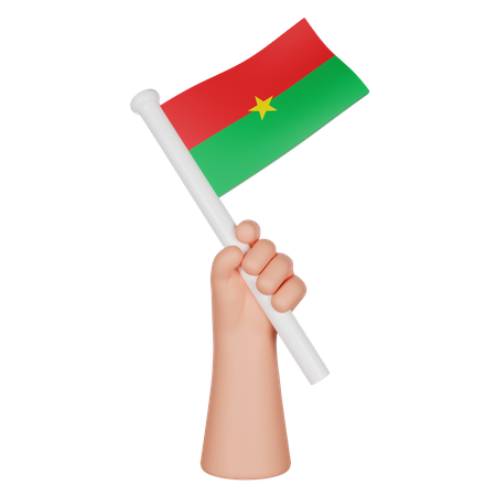 Mano sosteniendo una bandera de burkina faso  3D Icon