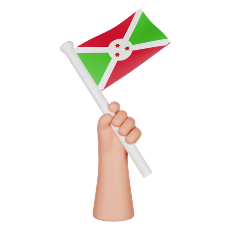 Mano sosteniendo una bandera de burundi  3D Icon