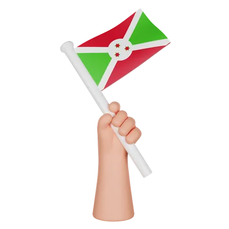 Mano sosteniendo una bandera de burundi  3D Icon