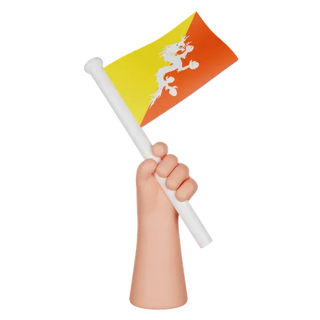 Mano sosteniendo una bandera de bután  3D Icon
