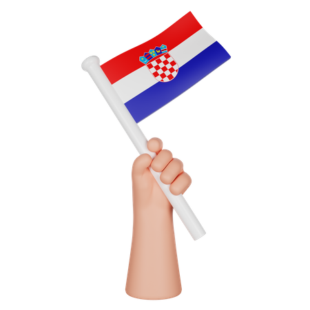 Mano sosteniendo una bandera de croacia  3D Icon