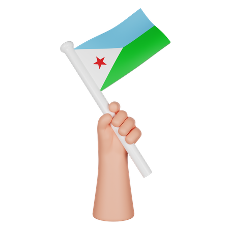 Mano sosteniendo una bandera de yibuti  3D Icon