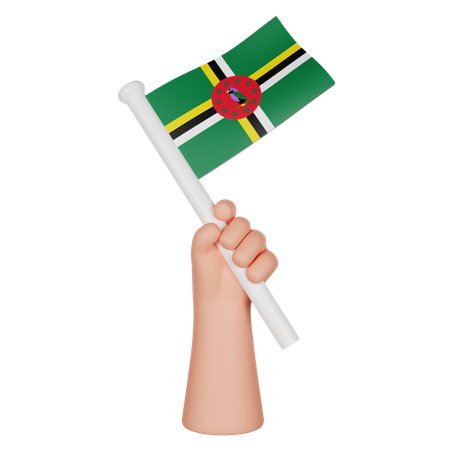 Mano sosteniendo una bandera de dominica  3D Icon