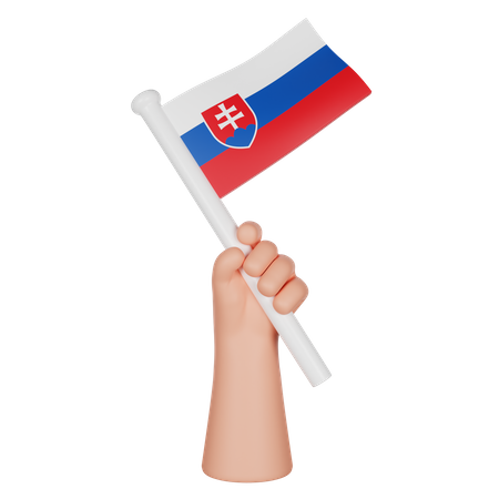 Mano sosteniendo una bandera de eslovaquia  3D Icon