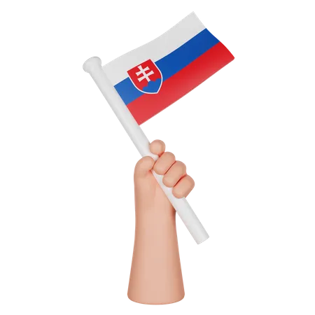 Mano sosteniendo una bandera de eslovaquia  3D Icon