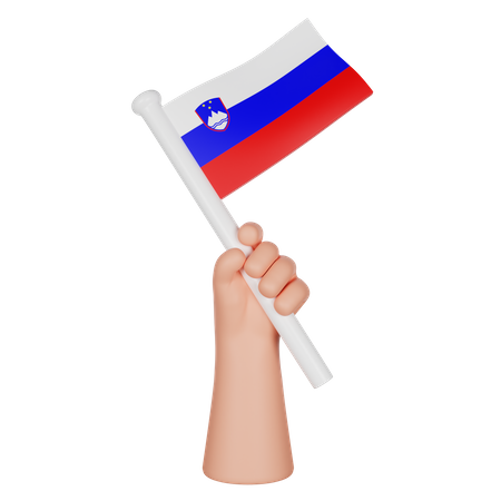 Mano sosteniendo una bandera de eslovenia  3D Icon