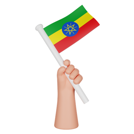 Mano sosteniendo una bandera de etiopía  3D Icon