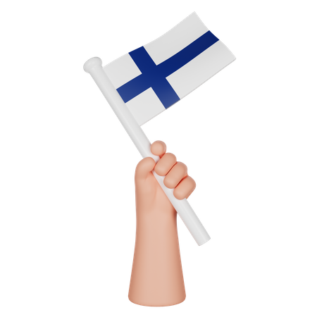 Mano sosteniendo una bandera de finlandia  3D Icon