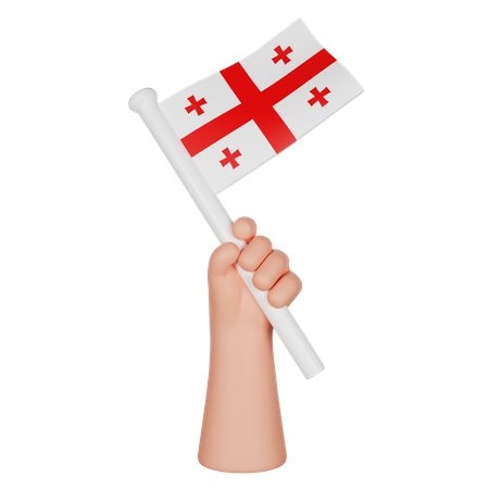 Mano sosteniendo una bandera de georgia  3D Icon