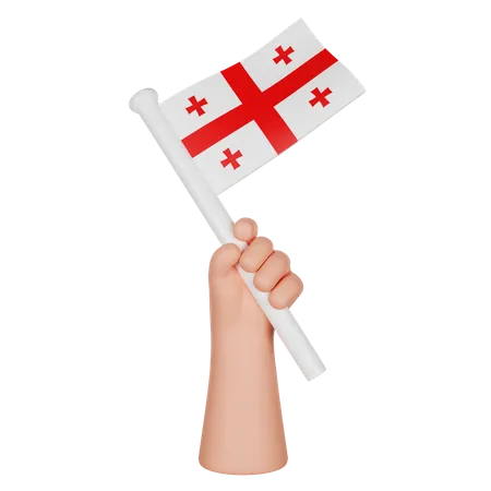 Mano sosteniendo una bandera de georgia  3D Icon