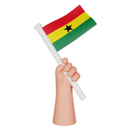 Mano sosteniendo una bandera de ghana  3D Icon