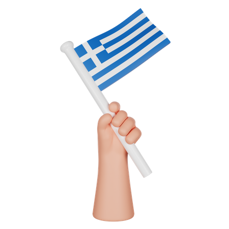 Mano sosteniendo una bandera de grecia  3D Icon