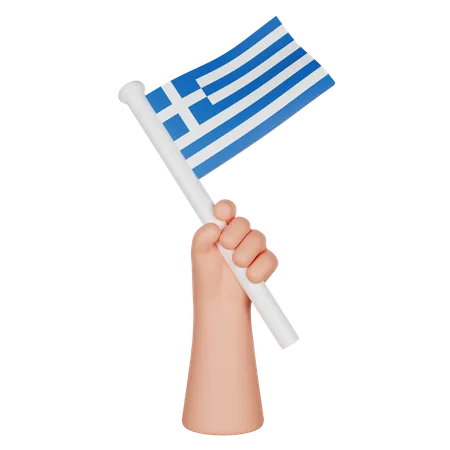 Mano sosteniendo una bandera de grecia  3D Icon