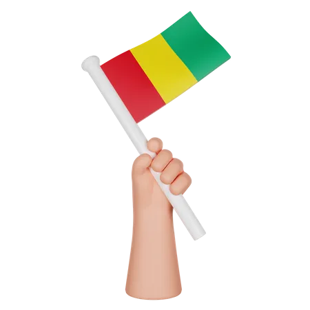 Mano sosteniendo una bandera de guinea  3D Icon