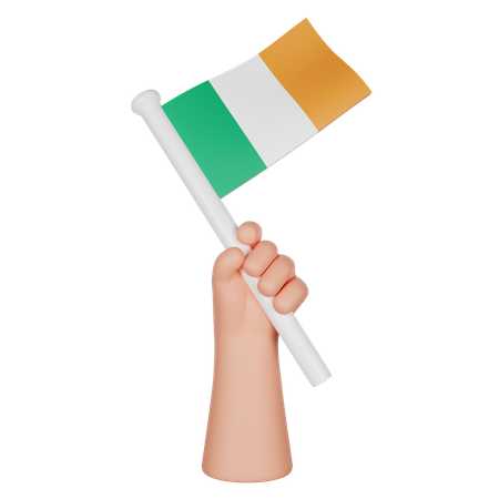 Mano sosteniendo una bandera de irlanda  3D Icon