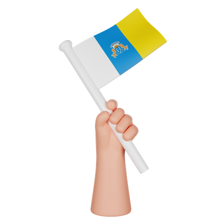 Mano sosteniendo una bandera de las islas canarias  3D Icon