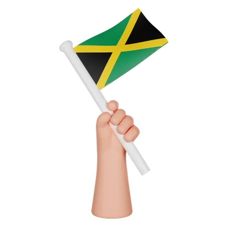 Mano sosteniendo una bandera de jamaica  3D Icon