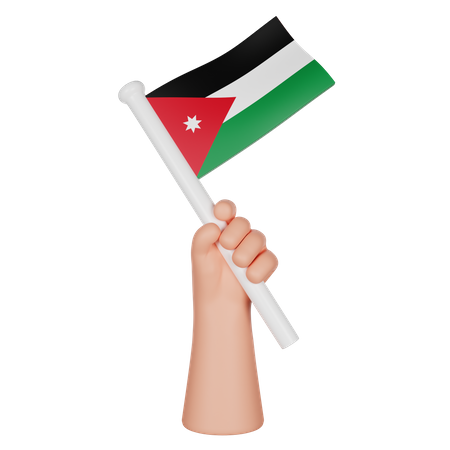Mano sosteniendo una bandera de jordania  3D Icon