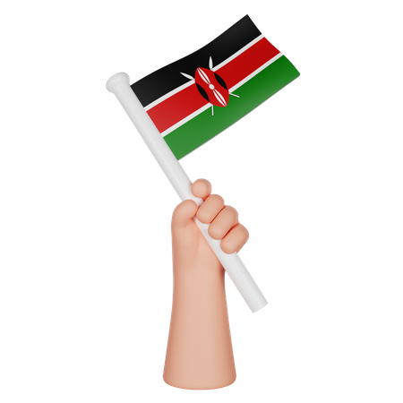 Mano sosteniendo una bandera de kenia  3D Icon